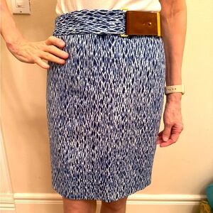 Michael Kors GUC brown belted blue and white skirt sz 0